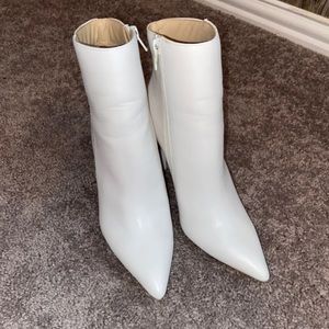White high heel booties brand new, sz 8